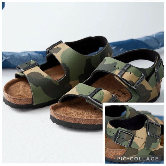Kids Birkenstock Milano Kids Birko-Flor Desert Soil Camo Khaki Size 1-1.5 EU 32